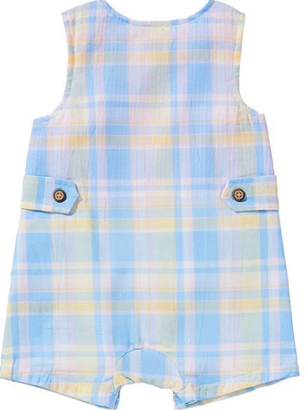 Mud Pie Pastel Blue & Yellow Plaid Romper - Picture 2 of 4